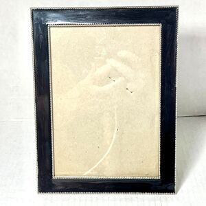 Vintage Silver Metal Black Picture Photo Frame 5 7" Beaded Border Swirl Acrylic